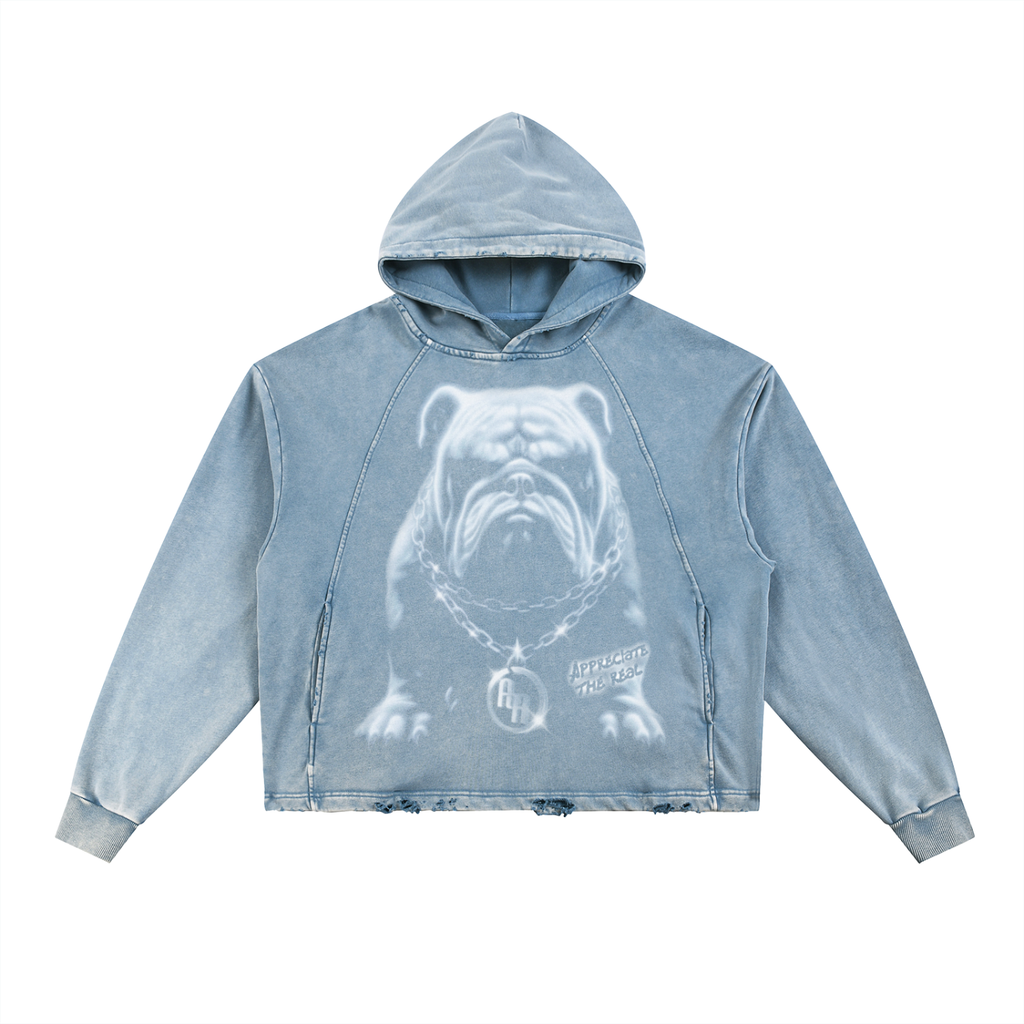 Ice Blue Frenchie (Crop Fit Hoodie)